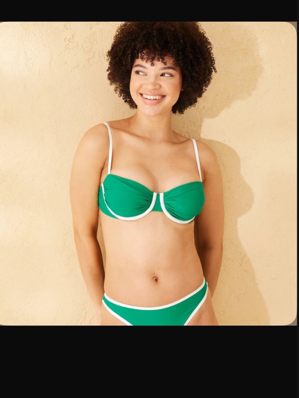 wild fable Green and White Trim Bikini  Top Small